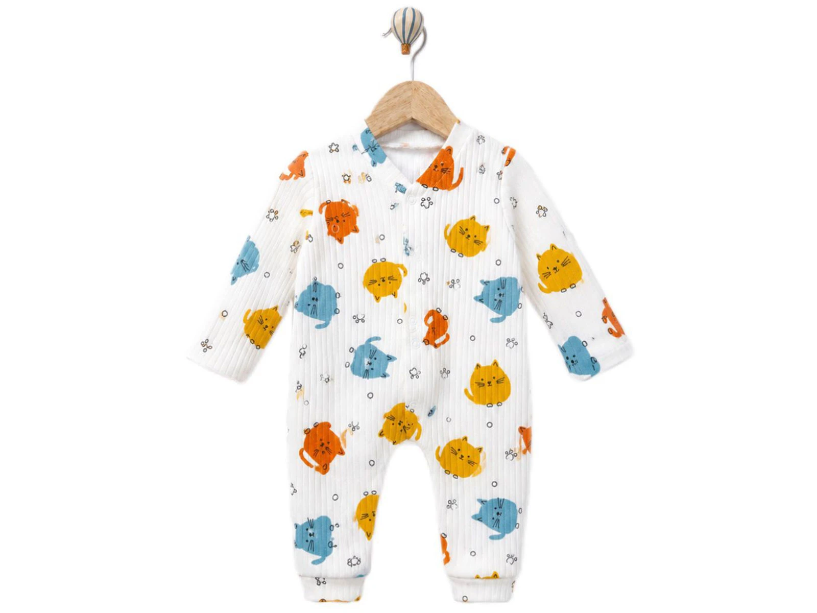 Toptan SÜPERMİNİ  Kedi Desenli Erkek Bebek Tulum  Toptan Bebek Çocuk Giyim - Beniz Kids