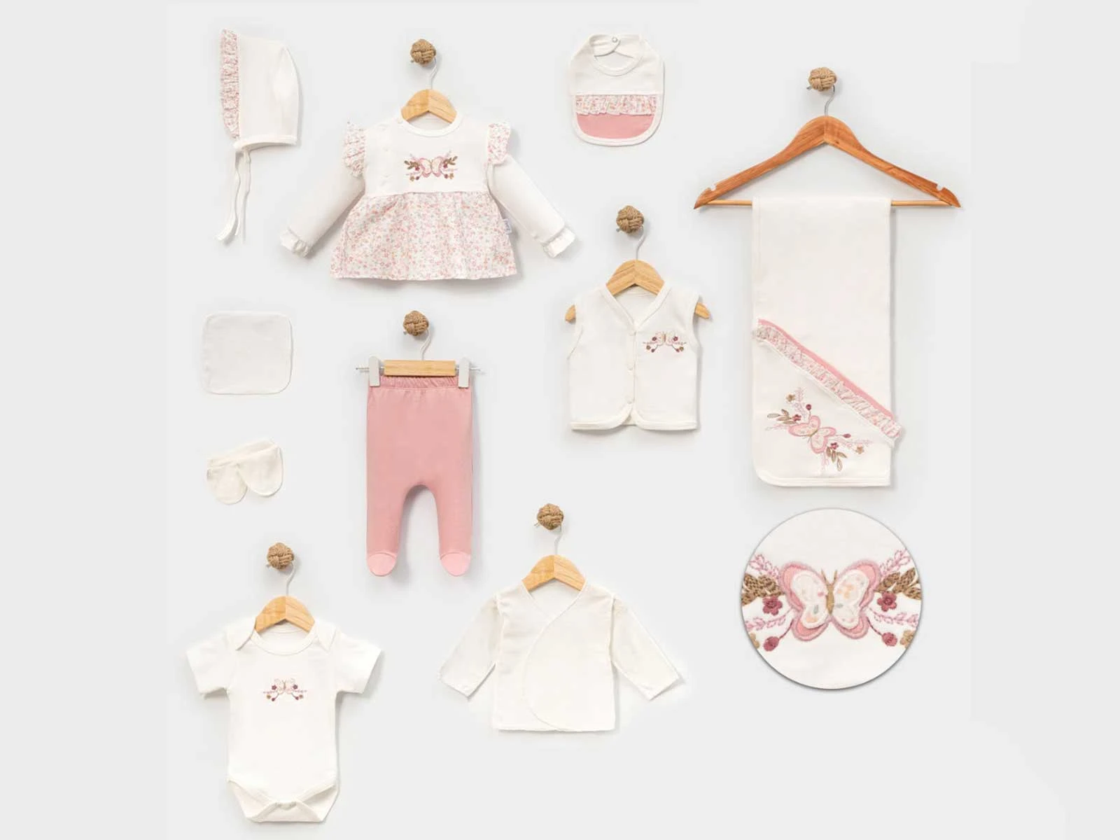 Kelebek Baskılı Kız Bebe 10'lu Set 