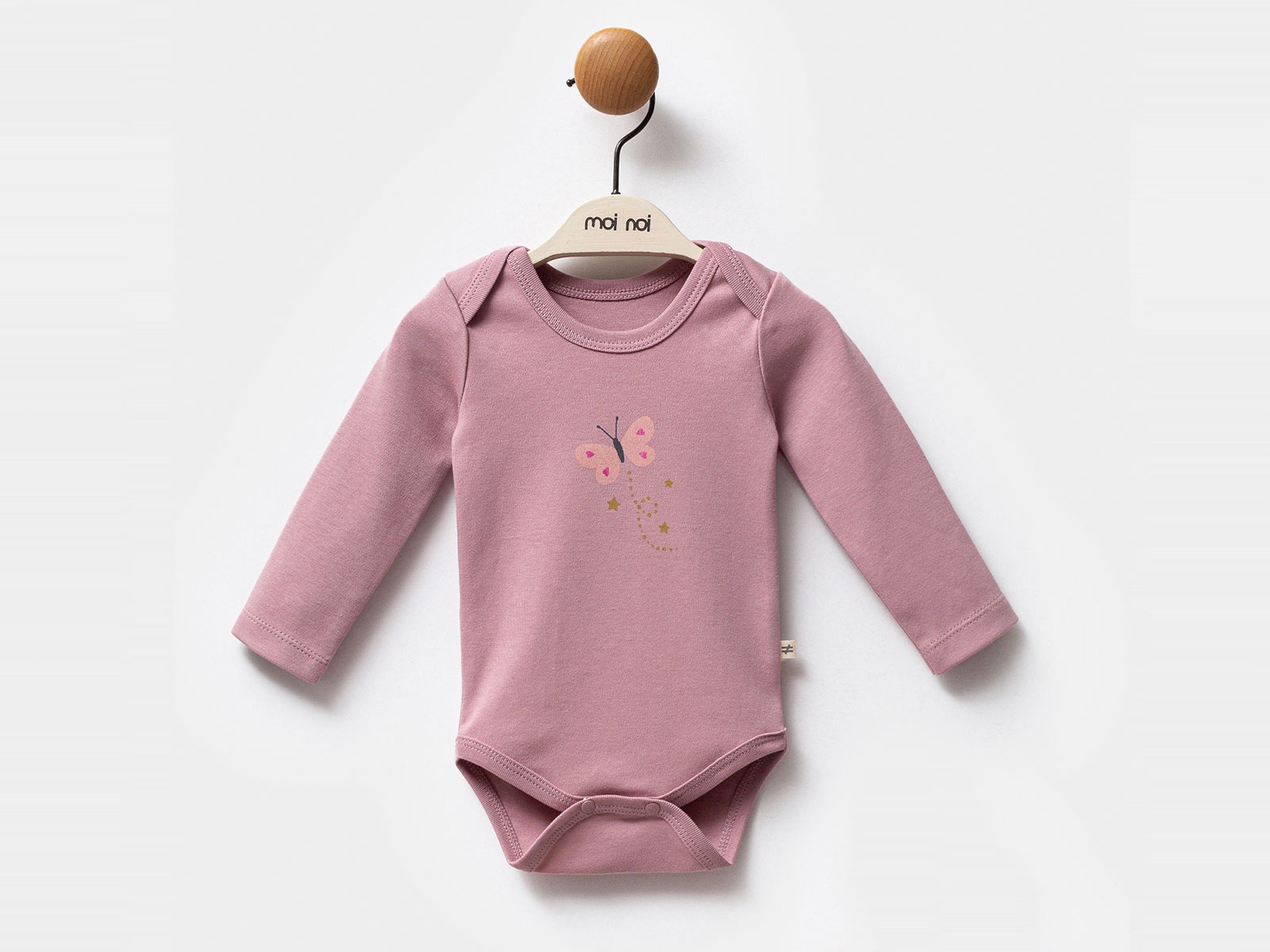 Kelebek Baskılı  Kız Bebe Çıtçıtlı Badi