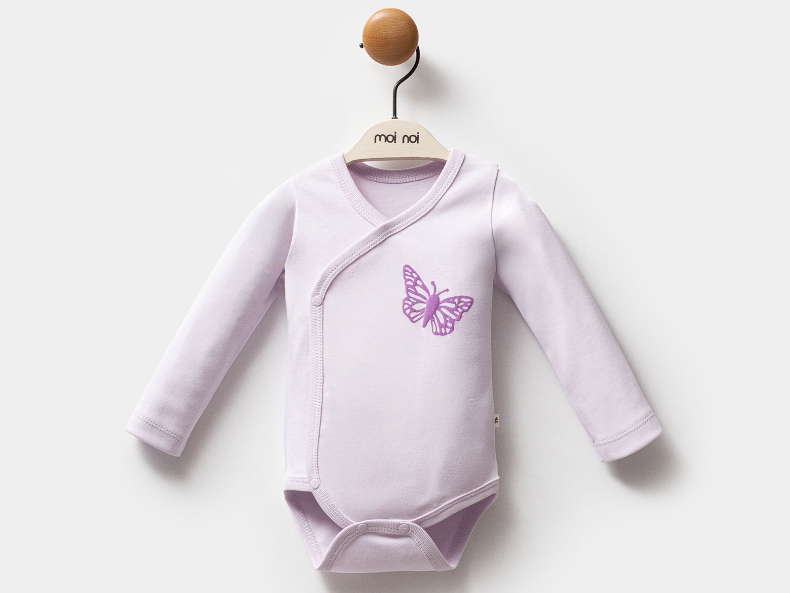 Kelebek Baskılı Kız Bebe Çıtçıtlı Badi