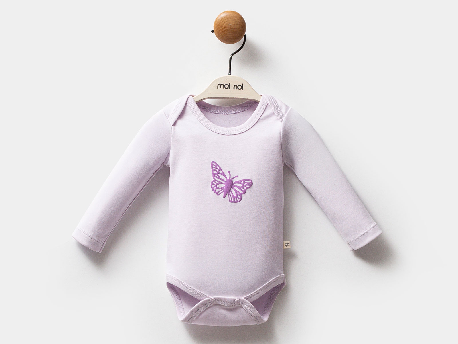 Kelebek Baskılı Kız Bebe Çıtçıtlı Badi