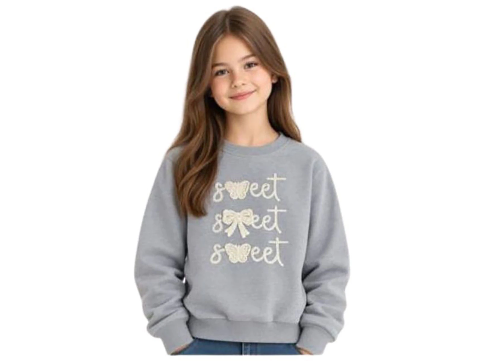 Toptan İ-CAN Kelebek Detay Kız Çocuk Sweat Toptan Bebek Çocuk Giyim - Beniz Kids