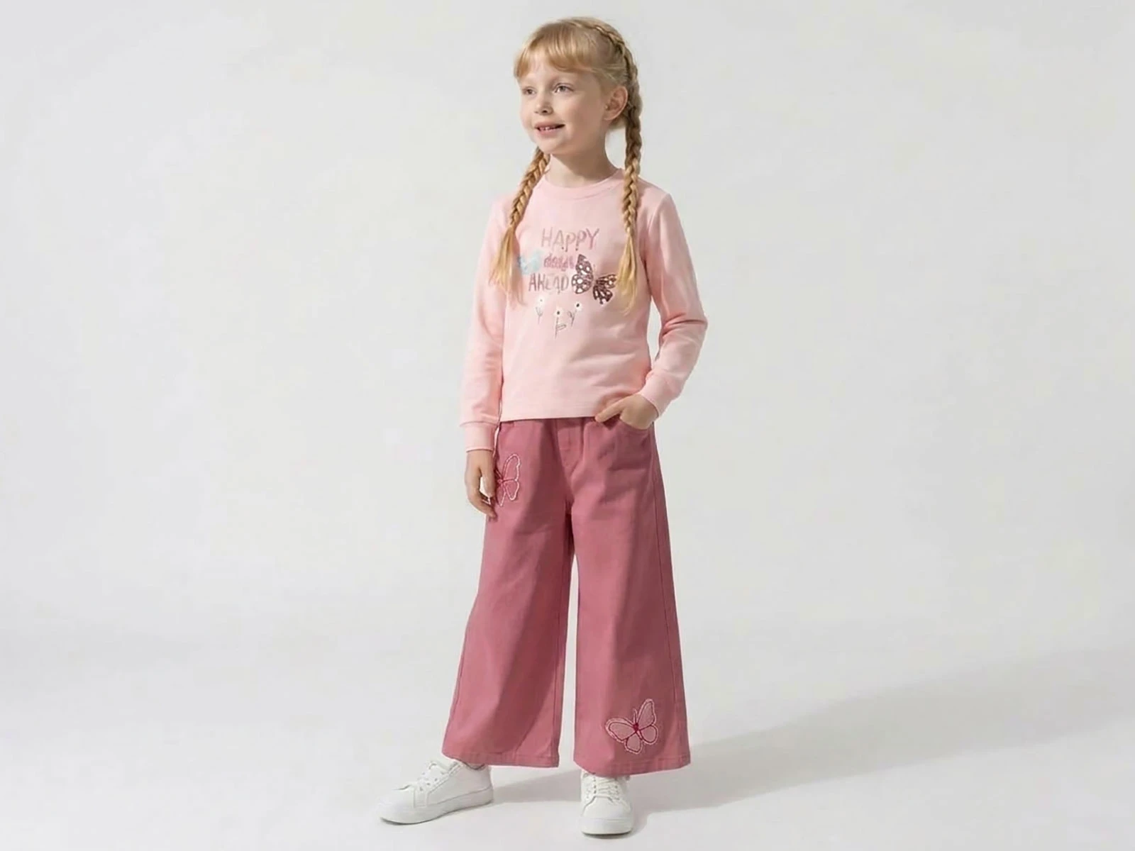 Toptan CARİNO Kelebek Detay Kız Çocuk Takım Toptan Bebek Çocuk Giyim - Beniz Kids