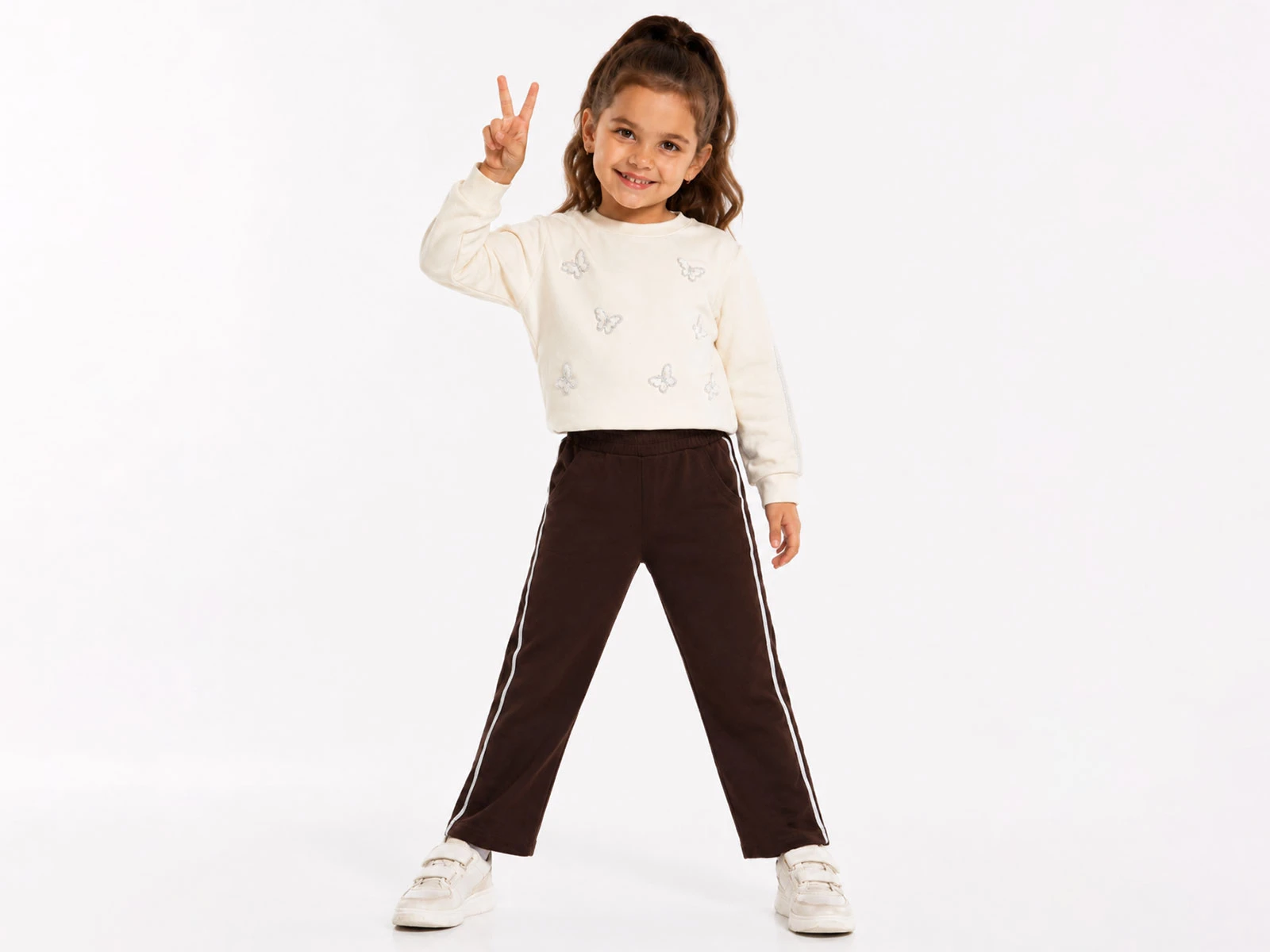Toptan LADY GOLD Kelebek Nakışlı Kız Takım  Toptan Bebek Çocuk Giyim - Beniz Kids