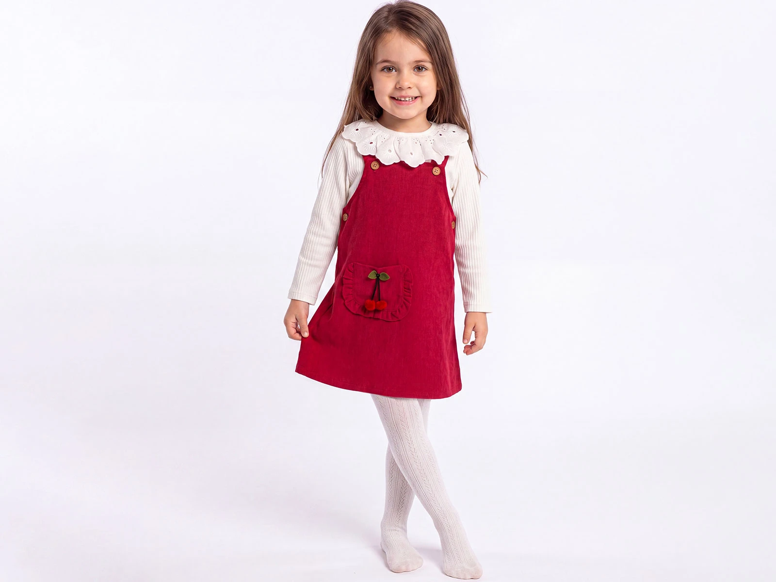Toptan ÇİLEK BEBE Kiraz Detaylı Kadife Kız Jilet Set Toptan Bebek Çocuk Giyim - Beniz Kids