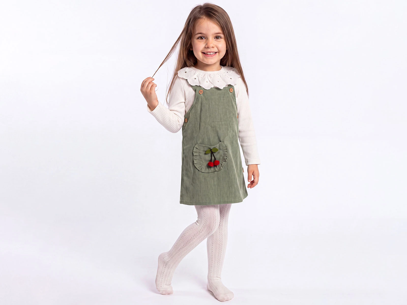 Toptan ÇİLEK BEBE Kiraz Detaylı Kadife Kız Jilet Set Toptan Bebek Çocuk Giyim - Beniz Kids