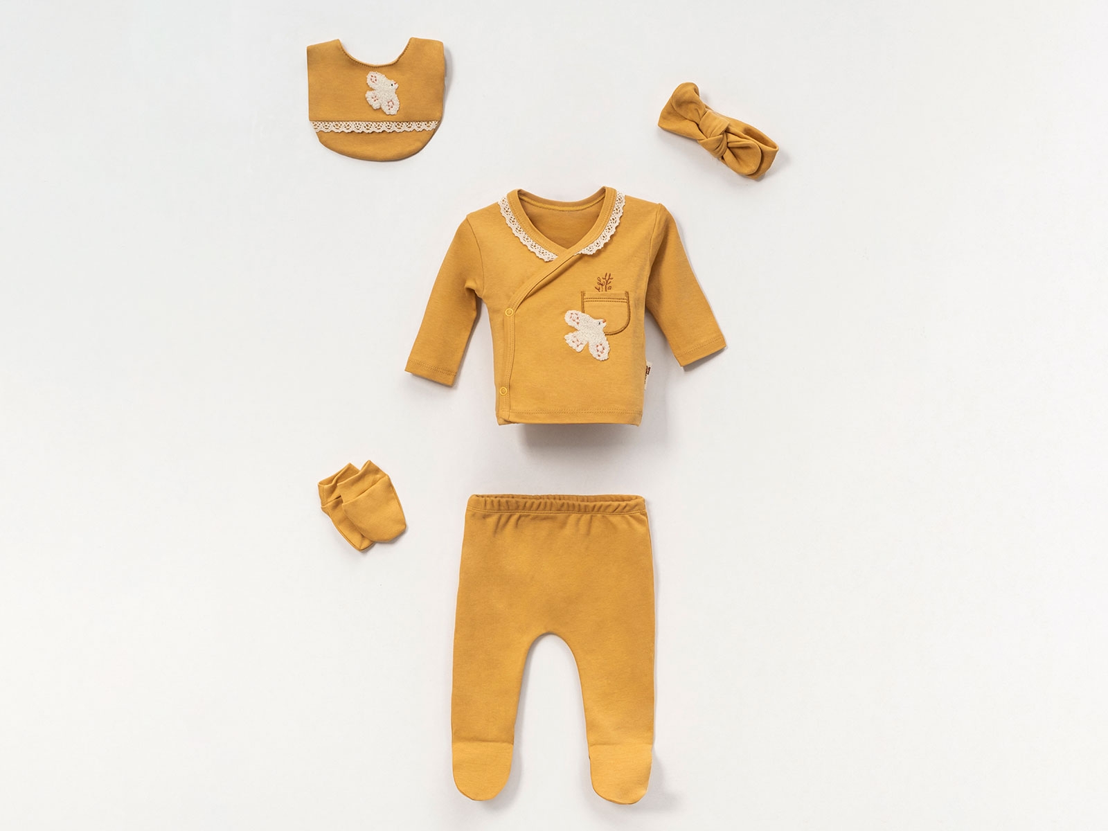 Kız Bebe 5li Hastane Çıkışı Zıbın Set