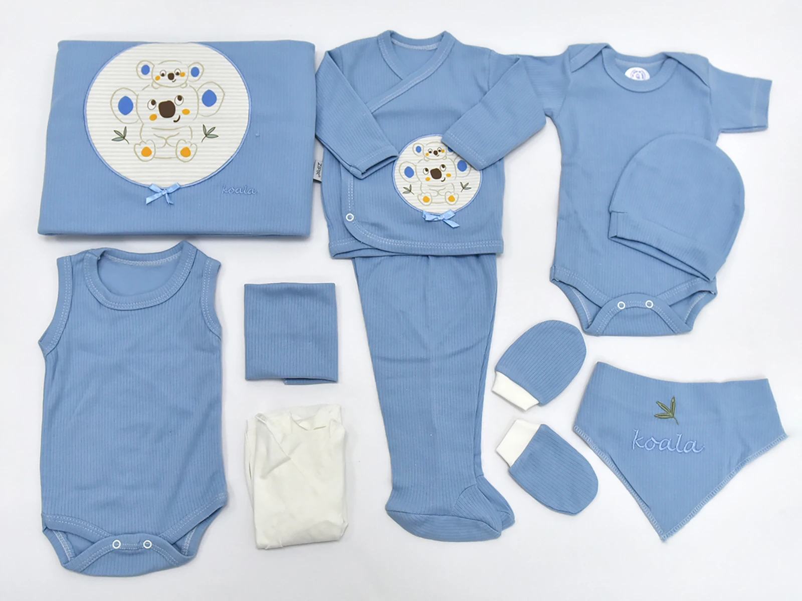 Koala Baskılı Erkek Bebe Hastane Çıkışı 10lü Set