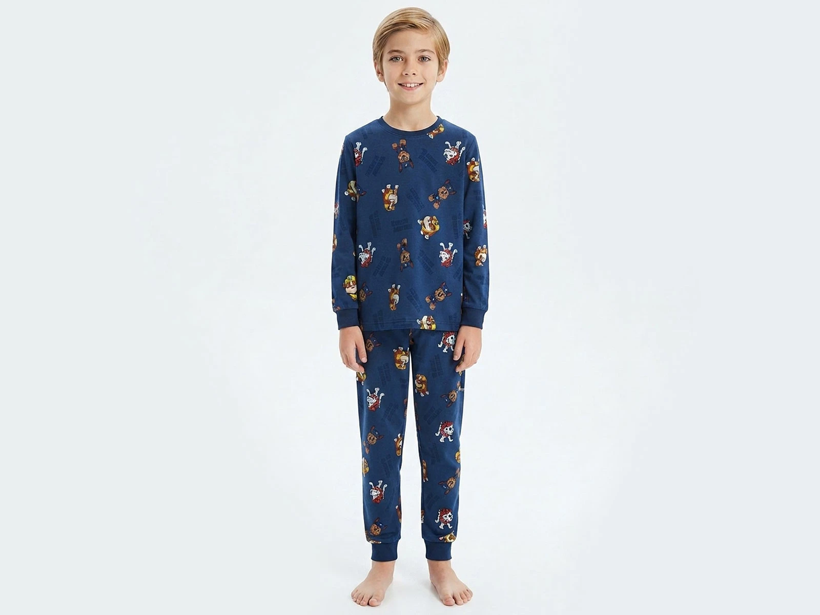 Toptan İSOBEL Köpek Desenli Erkek Pijama Takım  Toptan Bebek Çocuk Giyim - Beniz Kids