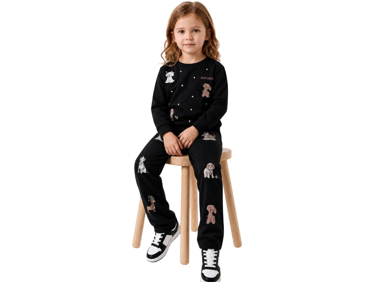 Toptan LADY GOLD Köpek Desenli Oysho Kız Takım  Toptan Bebek Çocuk Giyim - Beniz Kids
