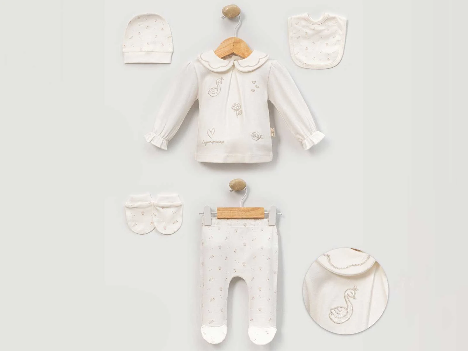 Kuğu Baskılı Bebe 5'Li Set
