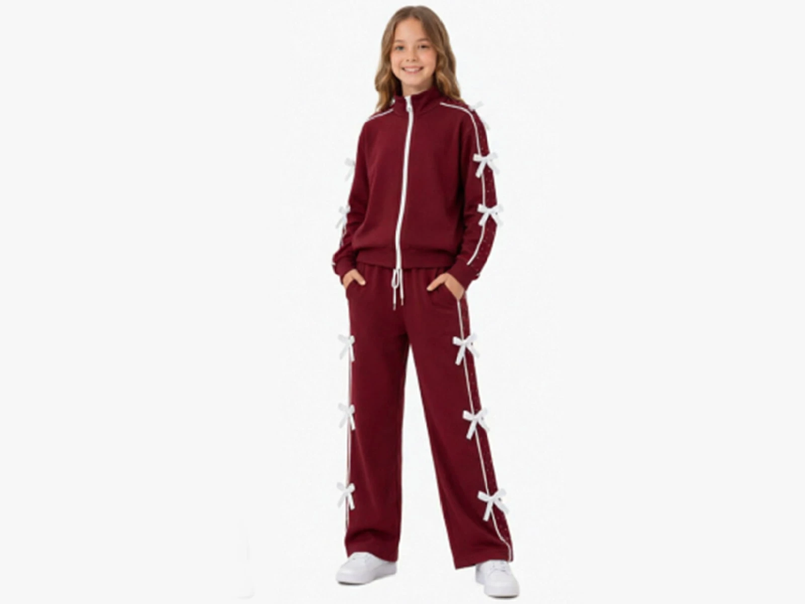 Toptan GİYDROP Kurdele Detaylı Fermuarlı Oysho Kız Takım  Toptan Bebek Çocuk Giyim - Beniz Kids
