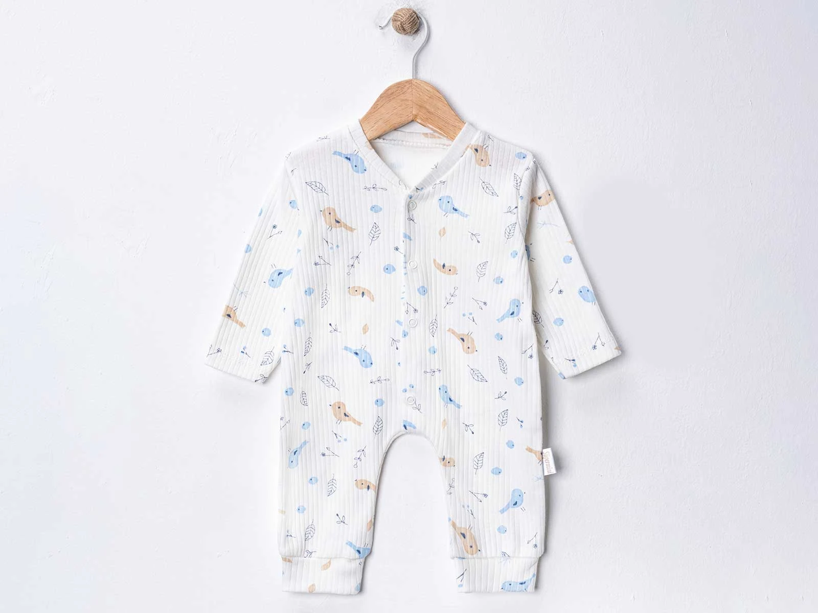 Kuş Baskılı Bebe Tulum 