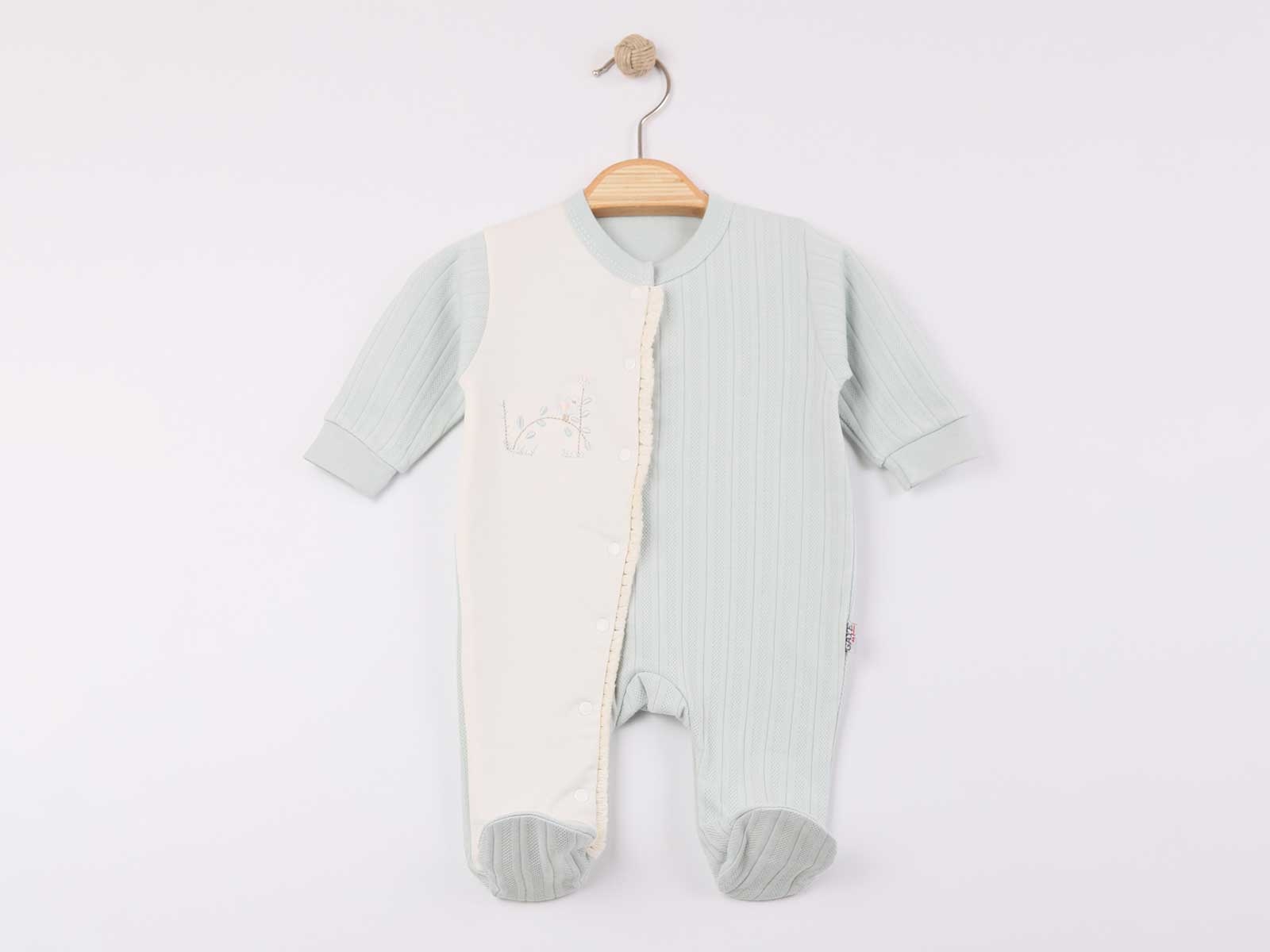 Kuş Baskılı Kız Bebe Tulum 
