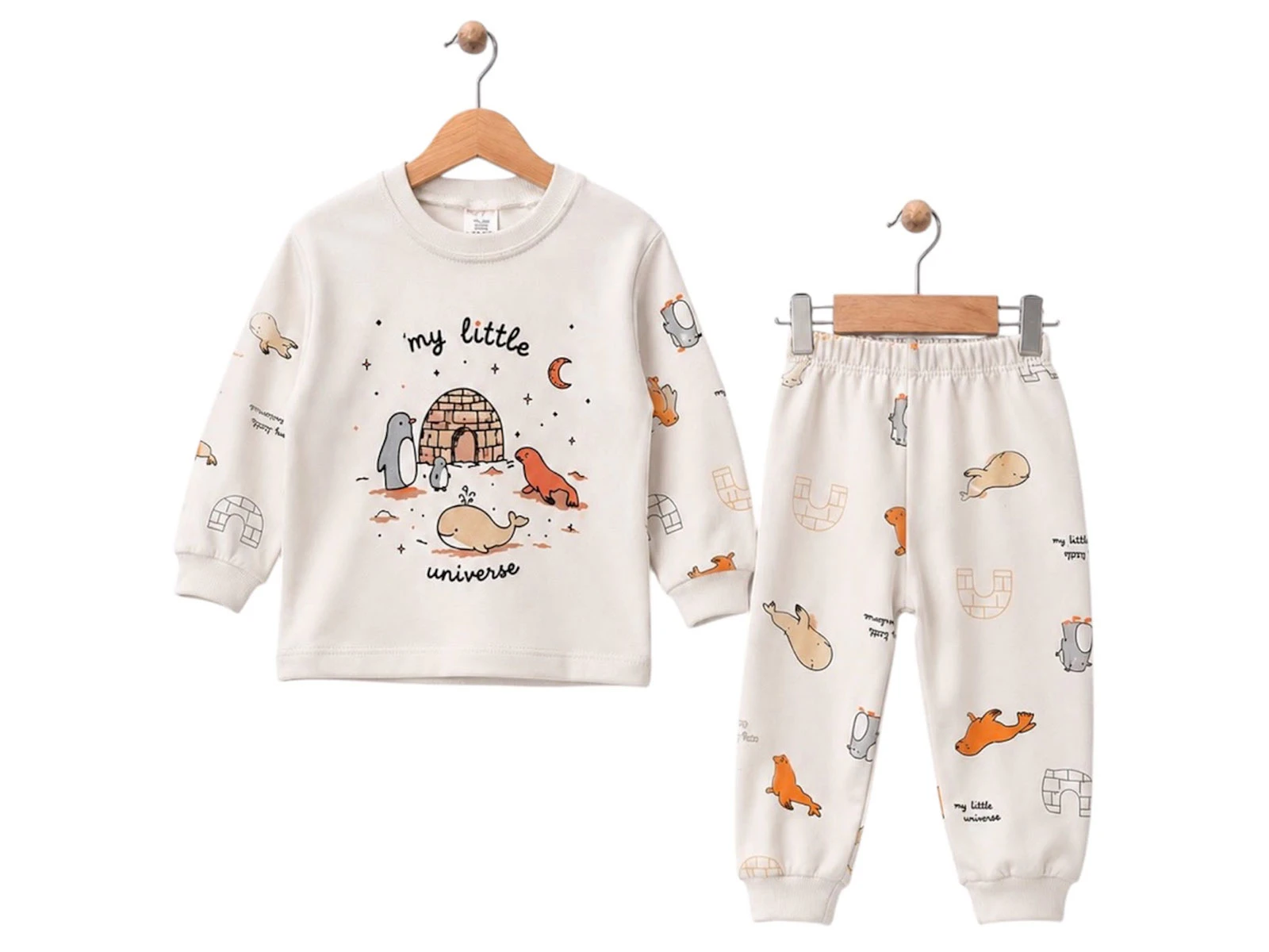 Toptan SÜPERMİNİ Kutup Detay Pijama Takımı Toptan Bebek Çocuk Giyim - Beniz Kids