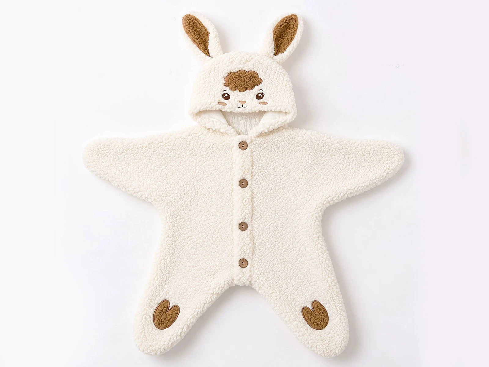 Toptan CAYZEN Kuzu Nakışlı Welsoft Peluş Bebek Tulum Toptan Bebek Çocuk Giyim - Beniz Kids
