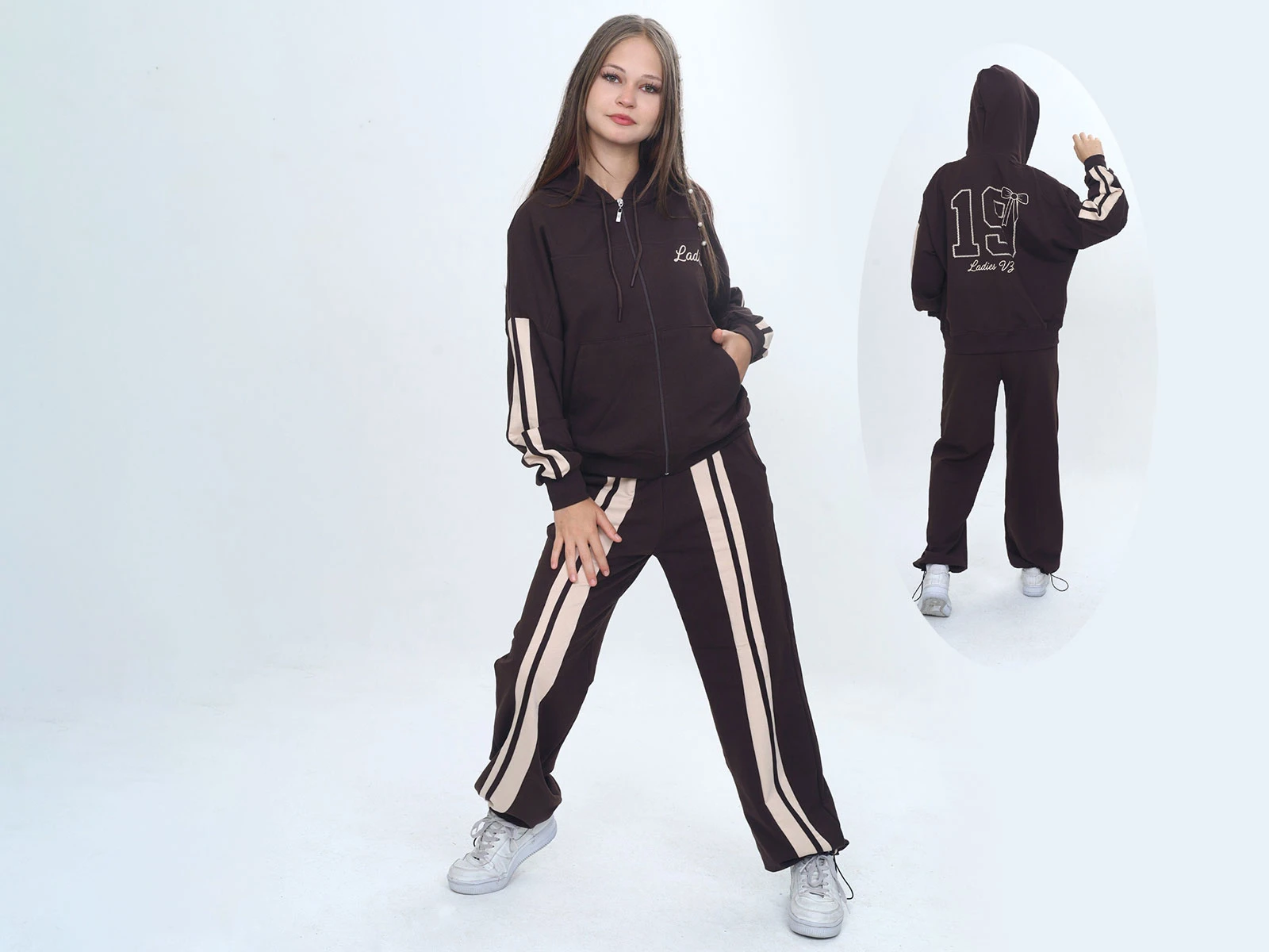 Toptan VIZVIZ Ladies Baskılı Cepli Fermuarlı Kız Takım  Toptan Bebek Çocuk Giyim - Beniz Kids