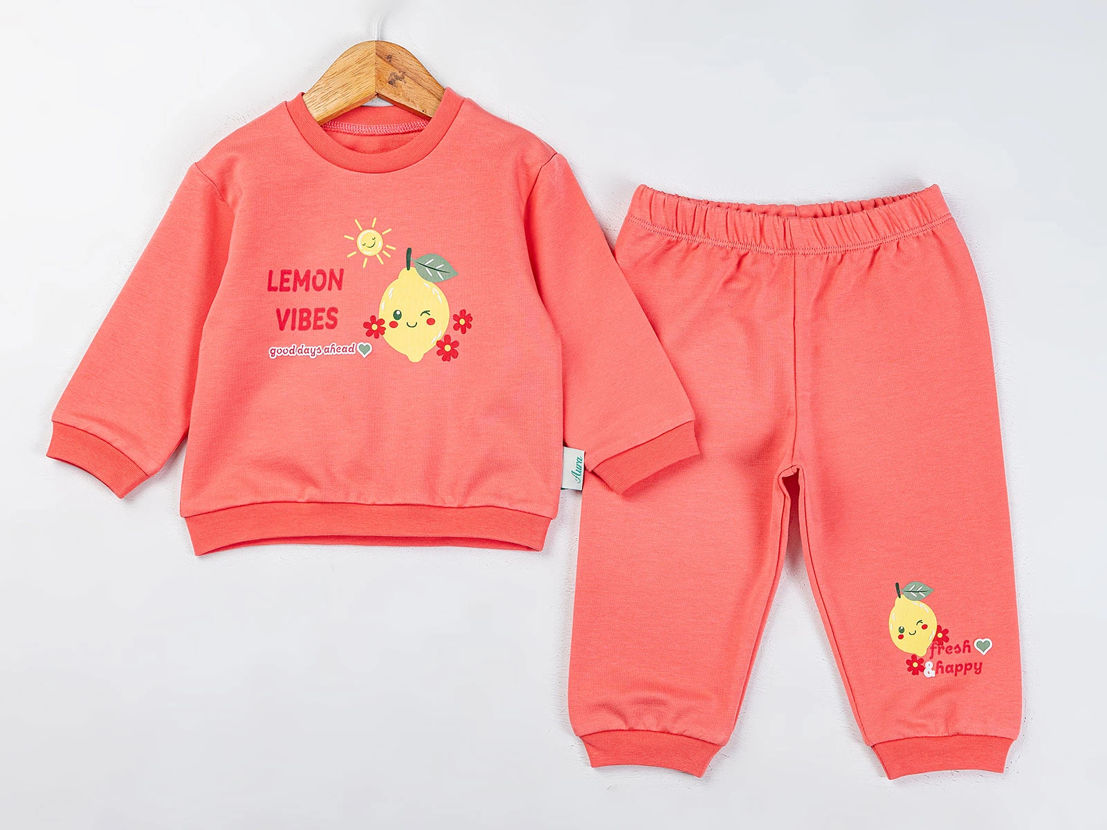 Toptan COMİX Lemon Baskılı Kız Bebek Takım Toptan Bebek Çocuk Giyim - Beniz Kids