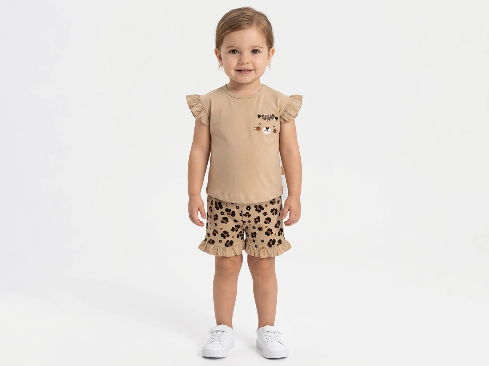 Leopar Desenli Kız Bebe Takım