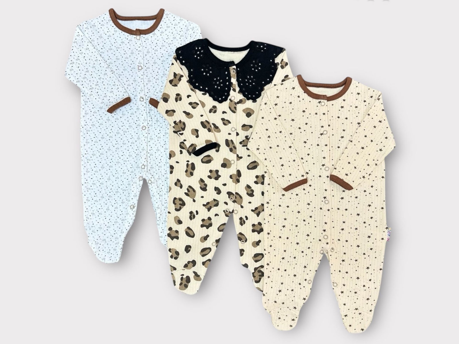 Leopar  Desenli Kız Bebe Tulum