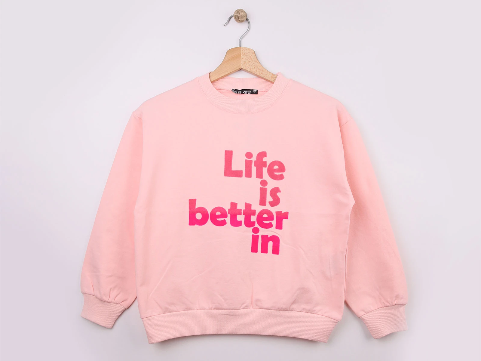 Life Baskılı Kız Sweat 