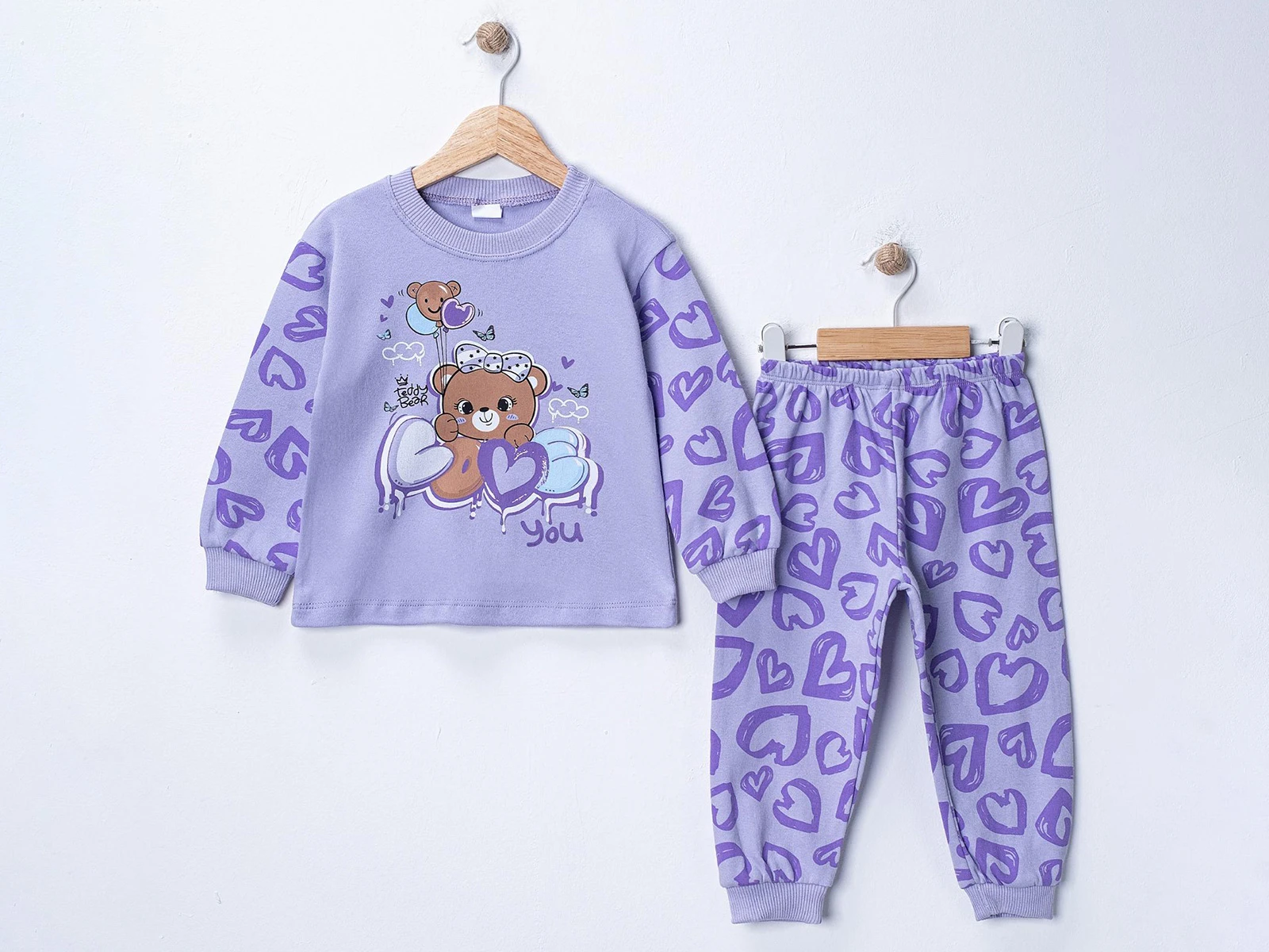 Love Baskılı Kız Pijama Takım 