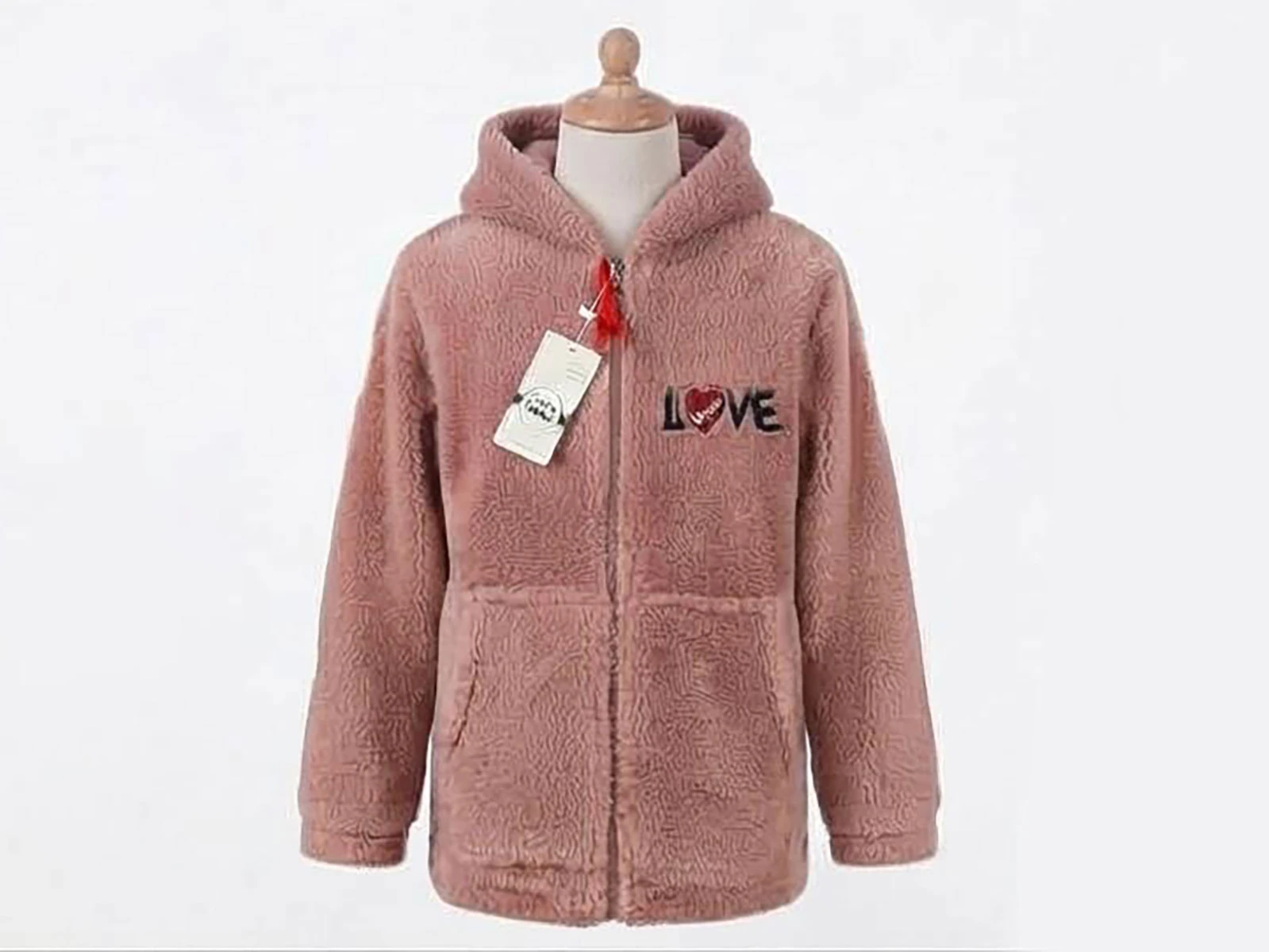 Toptan STAR POP Love Nakışlı Kız Peluş Hırka Toptan Bebek Çocuk Giyim - Beniz Kids