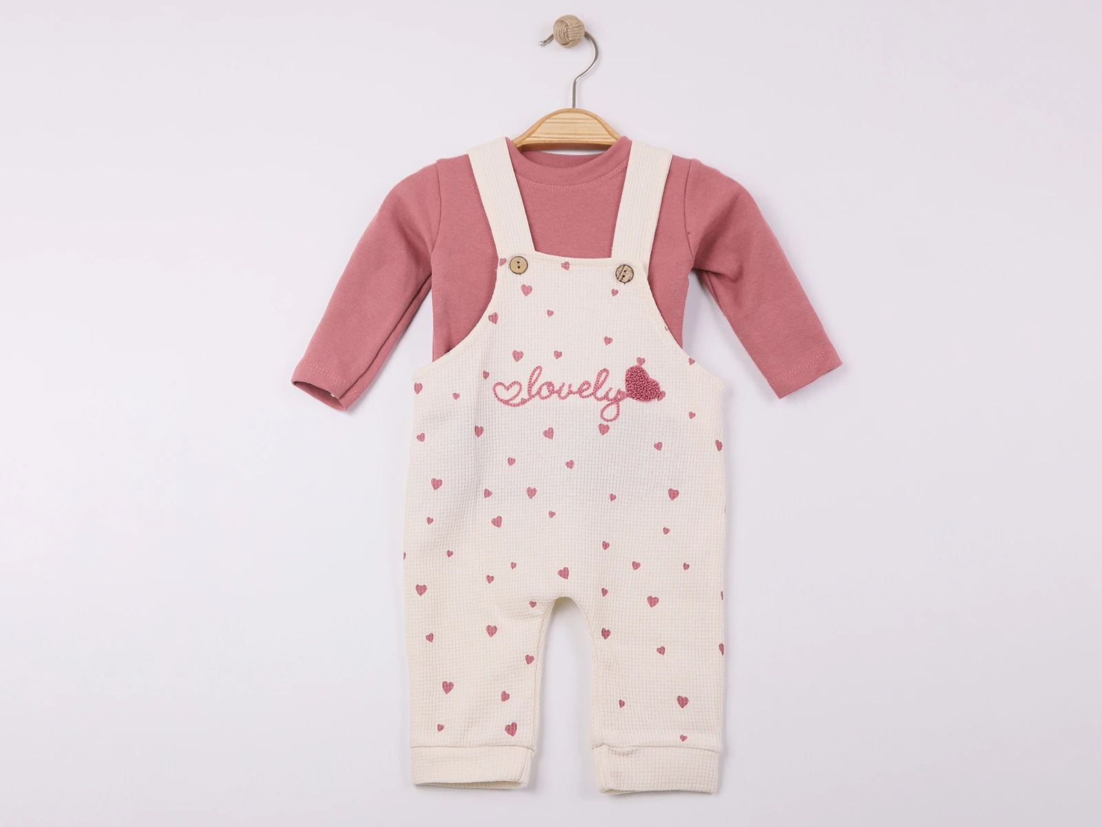 Lovely Baskılı Kız Bebe İkili Salopet