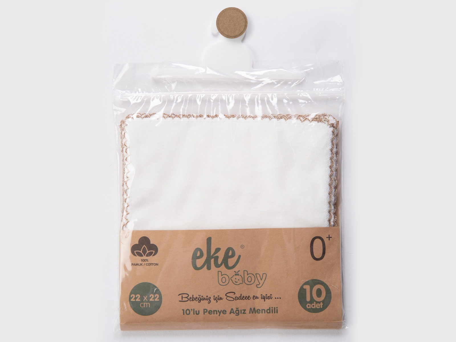 Lüks Organik Unisex 10lu Ağız Mendili 22x22 cm