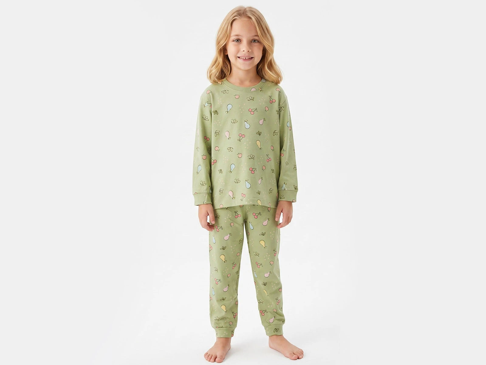 Meyve Desenli Kız Bebe Pijama Takım 