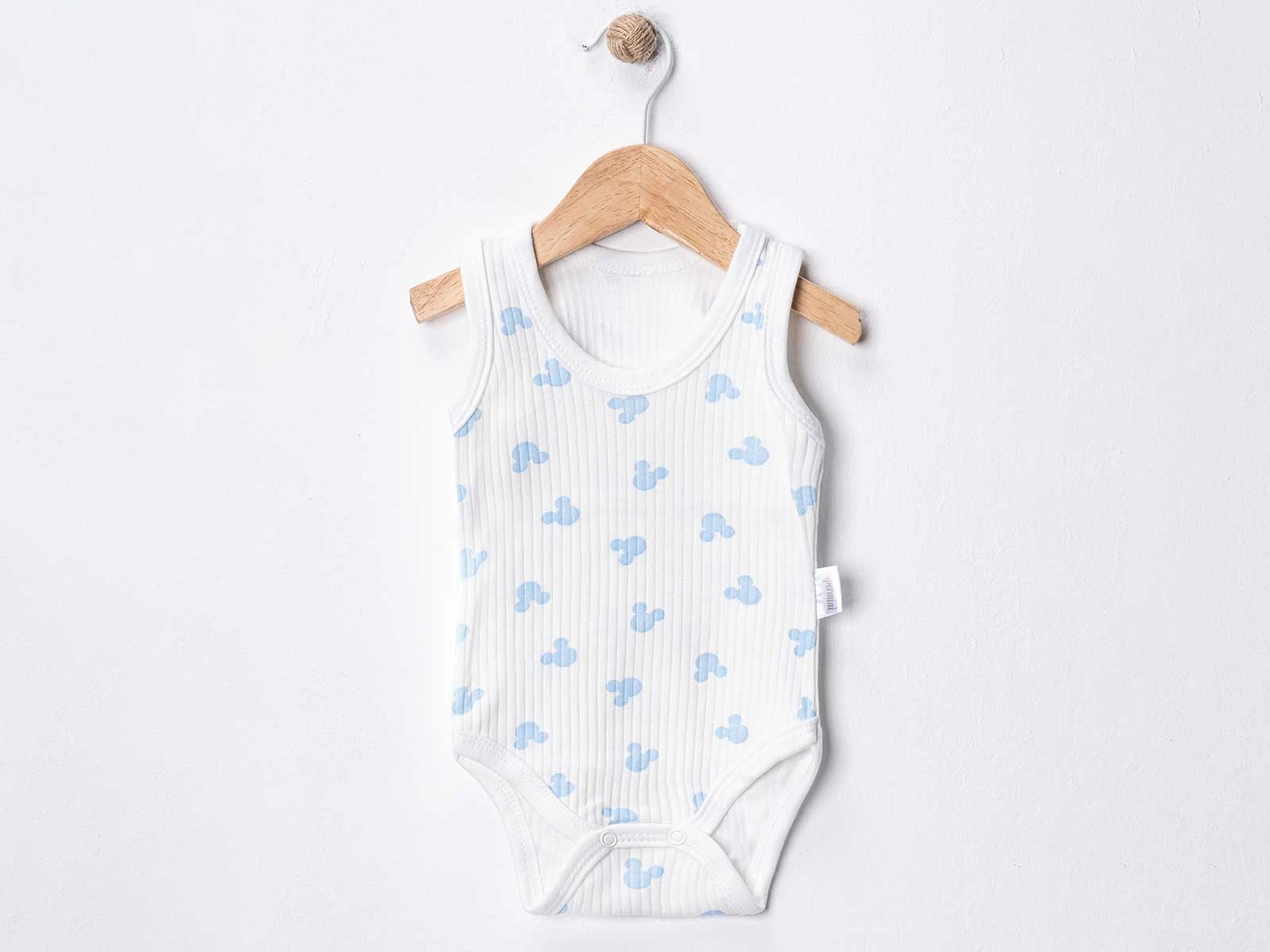 Mikili Desenli Bebe Çıtçıtlı Badi