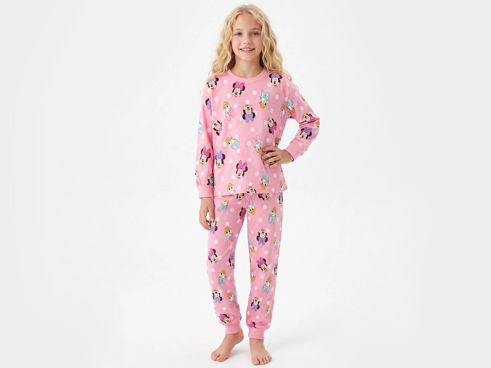Toptan İSOBEL Minnie Desenli Kız Pijama Takım Toptan Bebek Çocuk Giyim - Beniz Kids