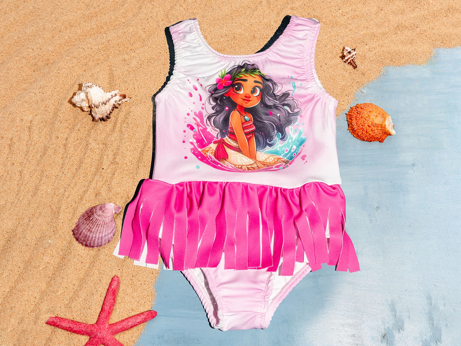 Moana Baskılı Kız Mayo