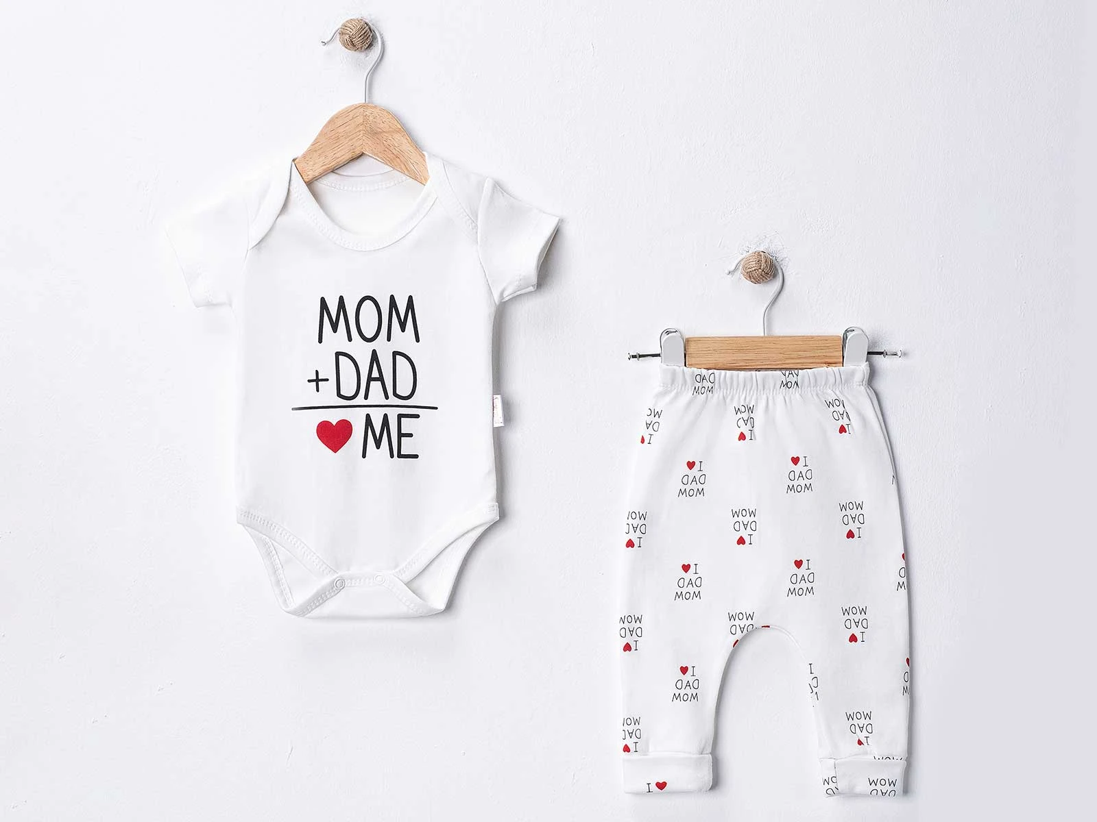 Mom Dad Desenli Bebe Takım