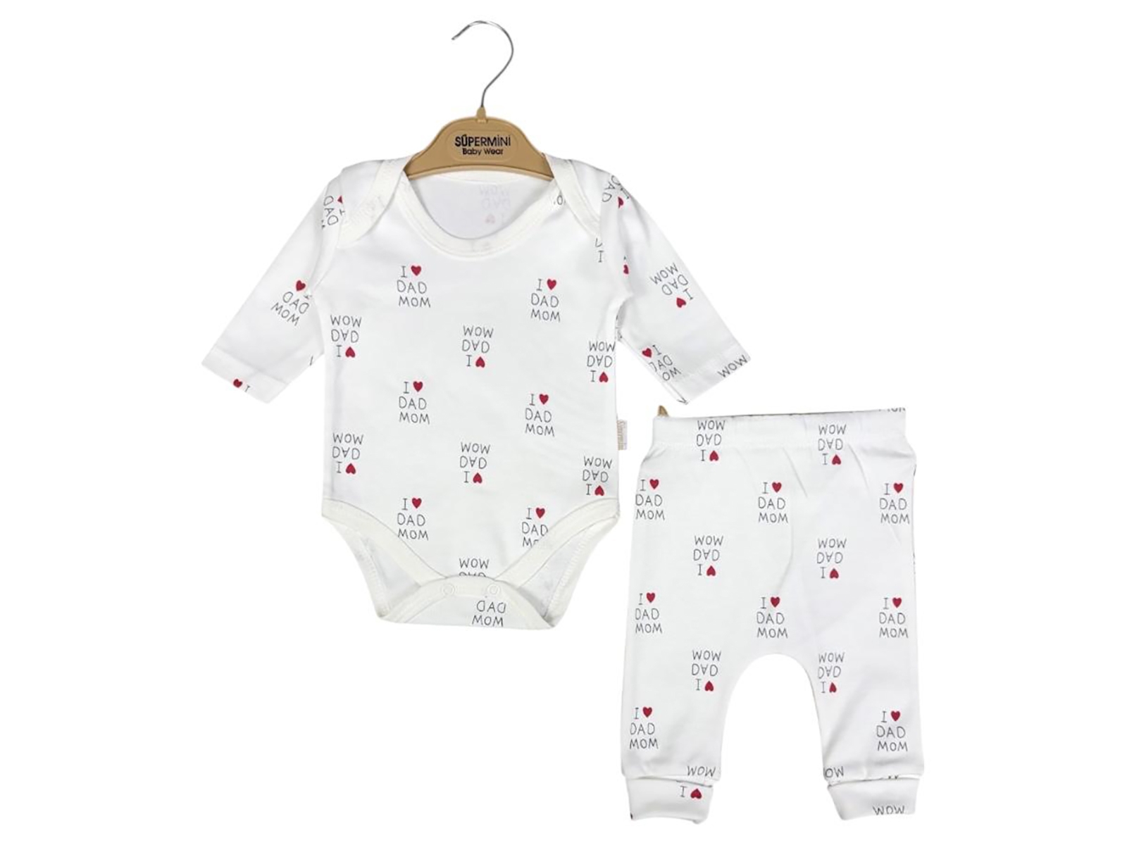 Mom Dad Desenli Unisex Bebe Takım