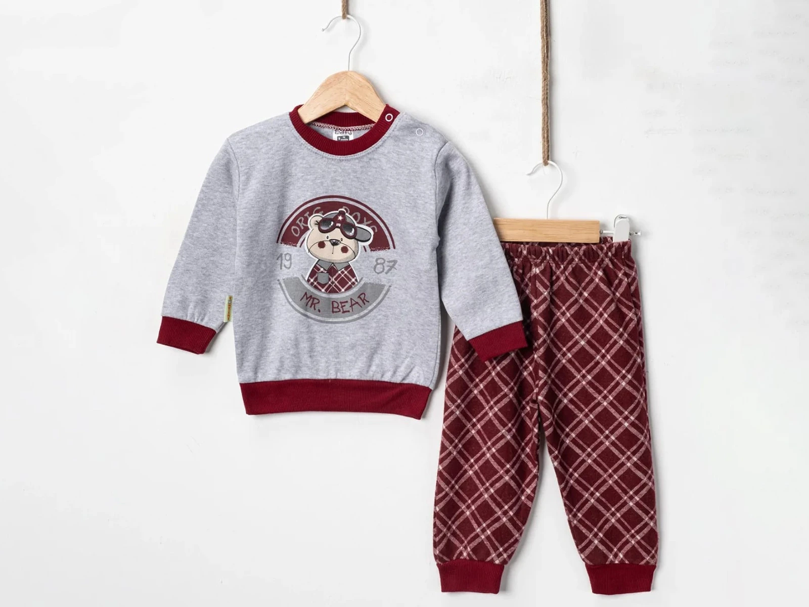 Mr Bear Baskılı Erkek Bebe Pijama Takım