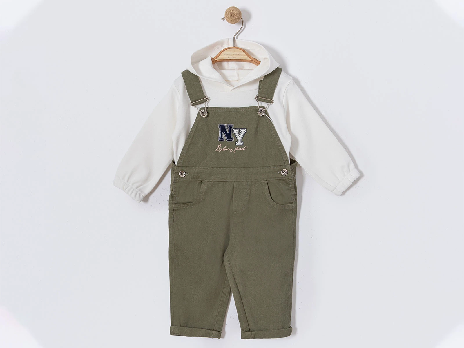 NY Nakışlı Salopetli Sweatli Erkek Bebe Takım 