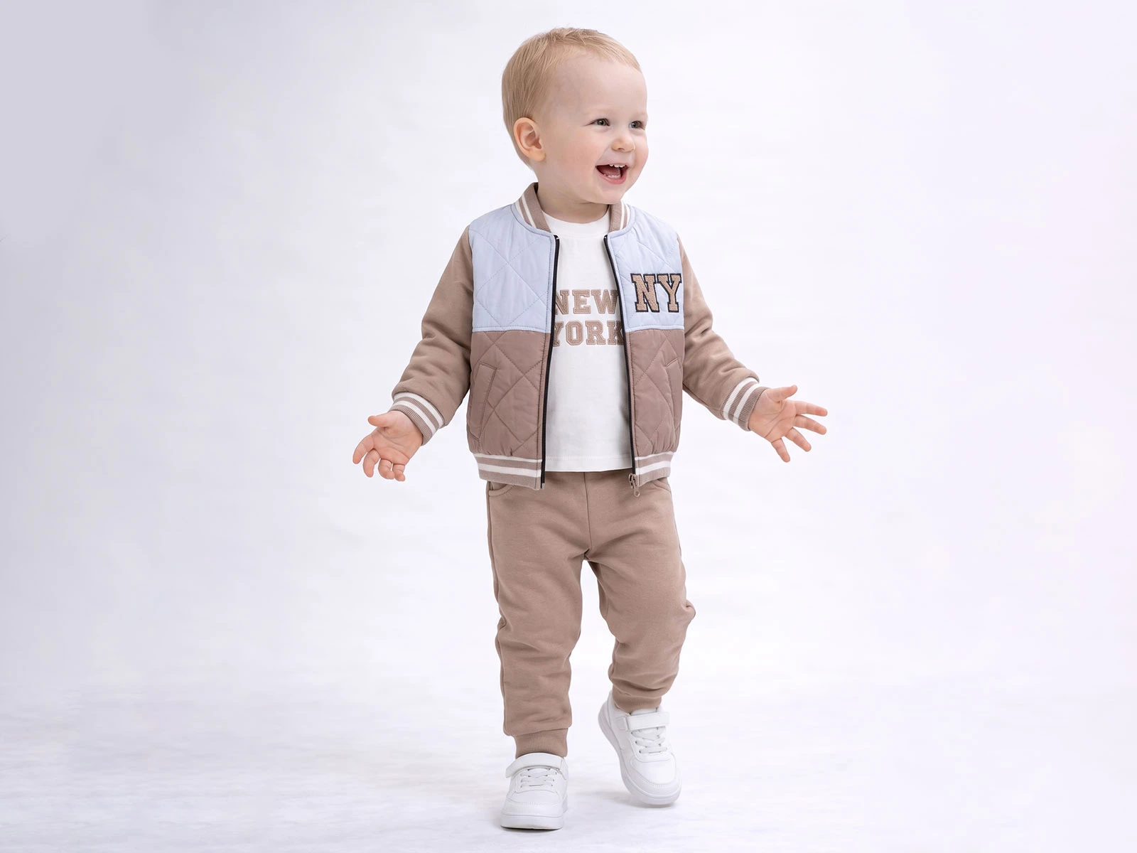 Toptan MİNİTİX NY Şardonlu 3 İp Şardonlu 3'Lü Erkek Bebek Takım Toptan Bebek Çocuk Giyim - Beniz Kids