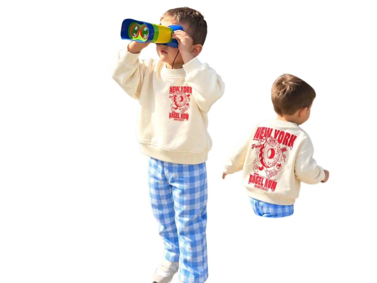 Toptan UNİCORN New York Baskılı 3 İp Şardonsuz Erkek Takım Toptan Bebek Çocuk Giyim - Beniz Kids