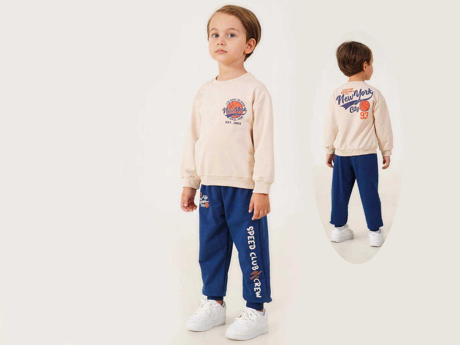 Toptan POYRAZ New York Baskılı Erkek Takım  Toptan Bebek Çocuk Giyim - Beniz Kids