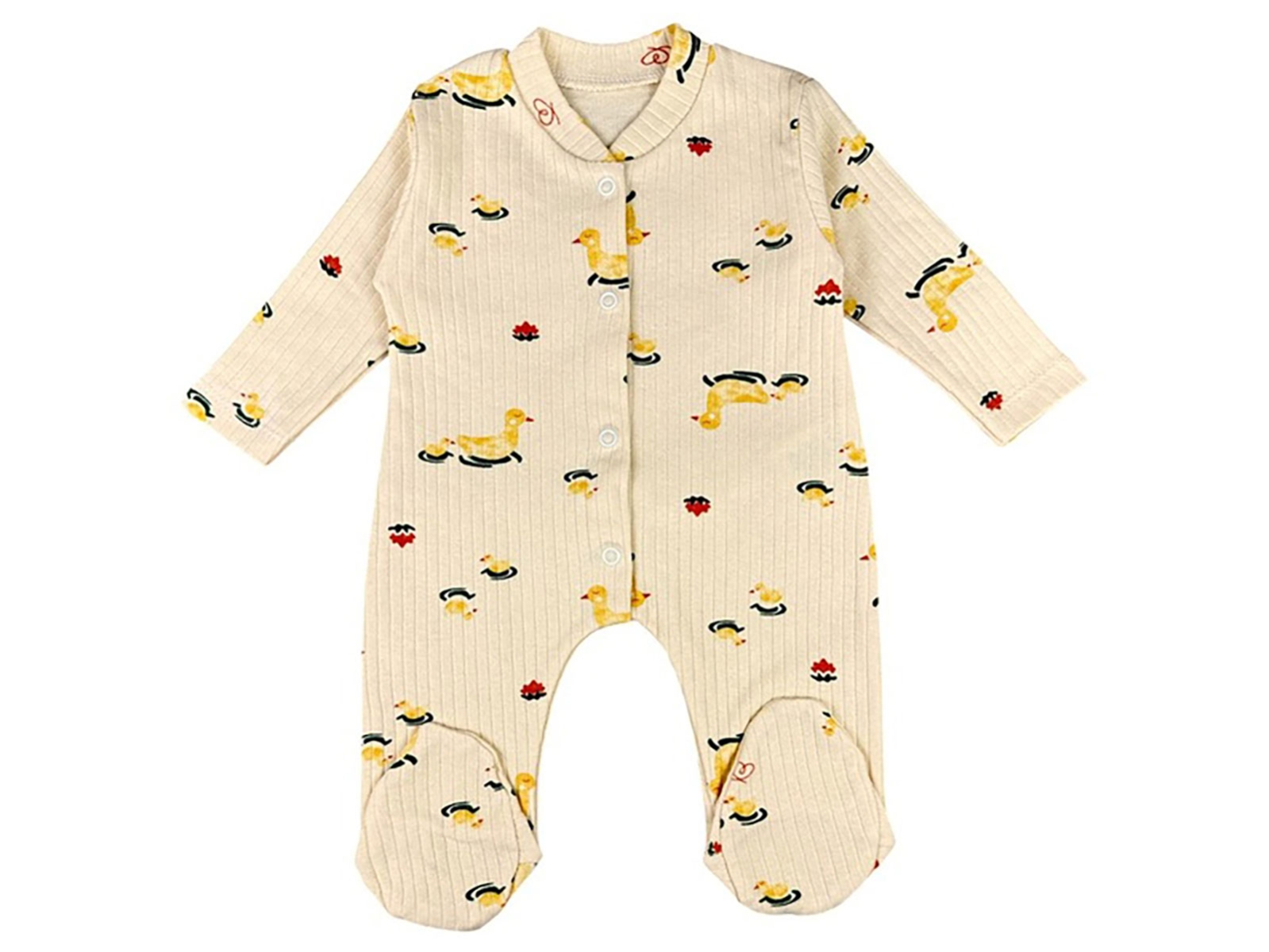 Ördek Desenli Raporlu Patikli Unisex Bebe Tulum