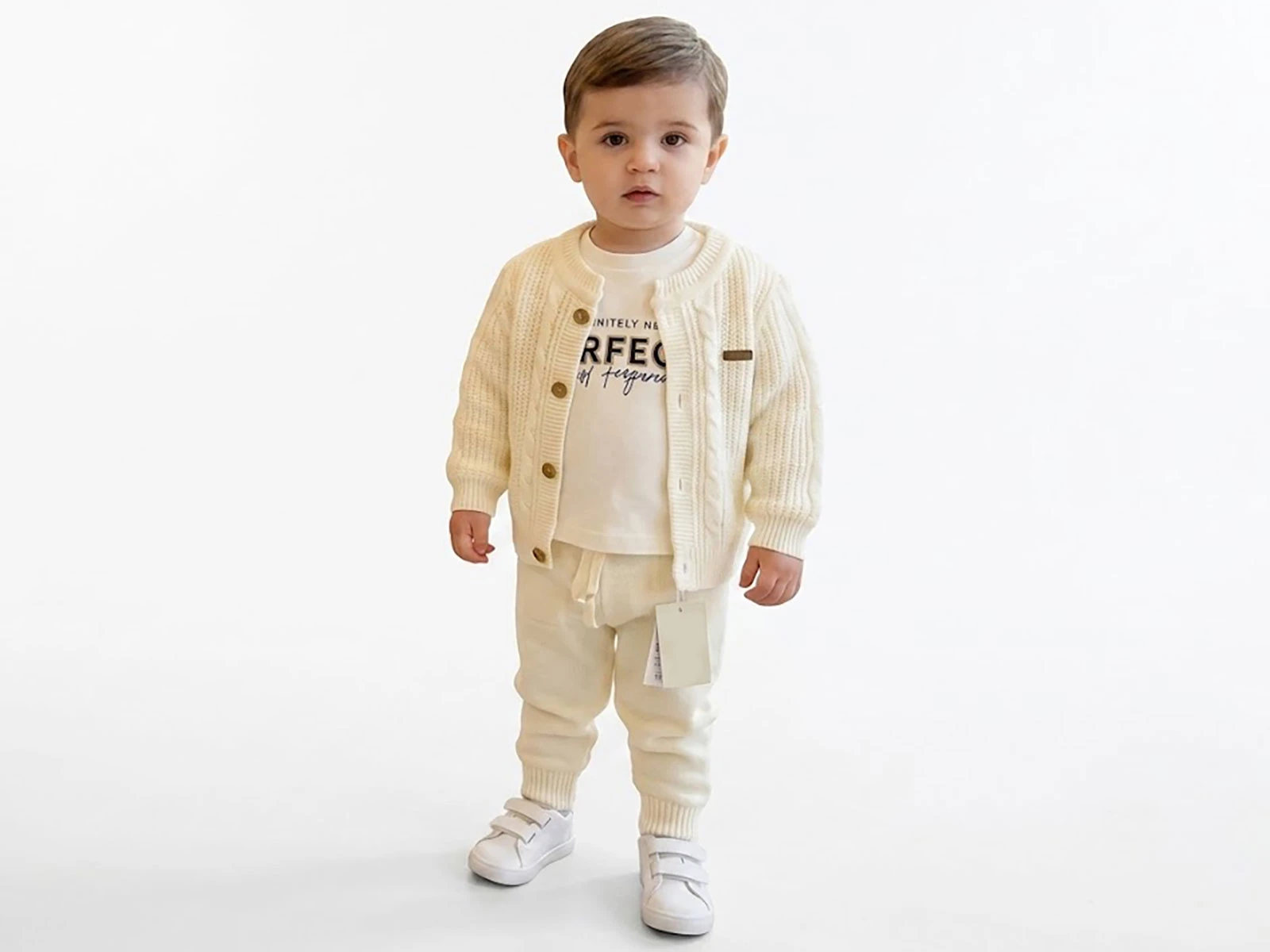 Toptan PRATİK KİDS Örgü Desenli Triko Hırkalı Erkek Bebe Üçlü Takım  Toptan Bebek Çocuk Giyim - Beniz Kids