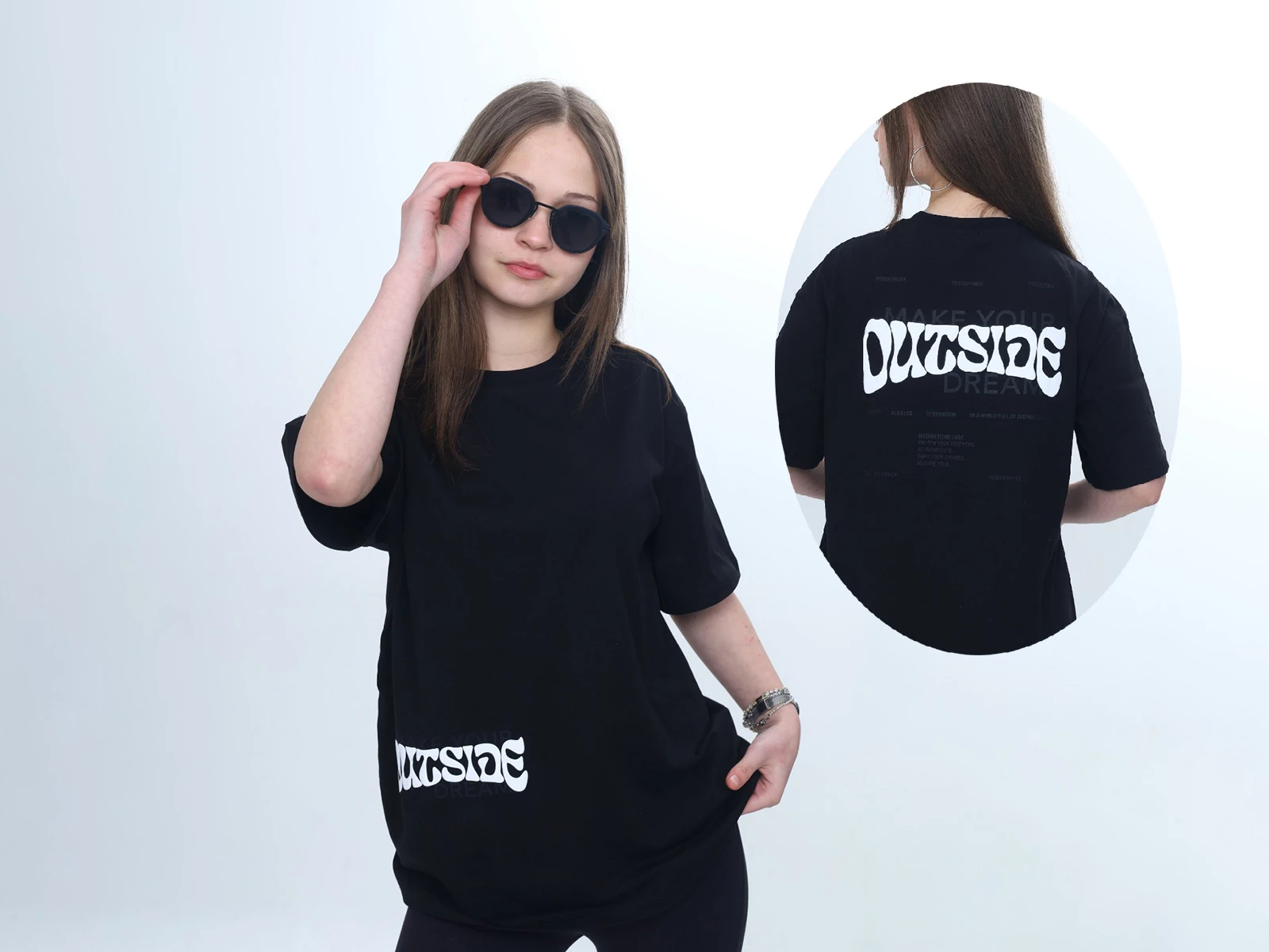 Outside Baskılı Unisex Tişört