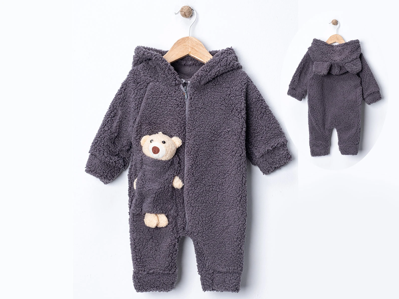 Toptan DENİTO Oyuncaklı Peluş Unisex Bebe Tulum Toptan Bebek Çocuk Giyim - Beniz Kids