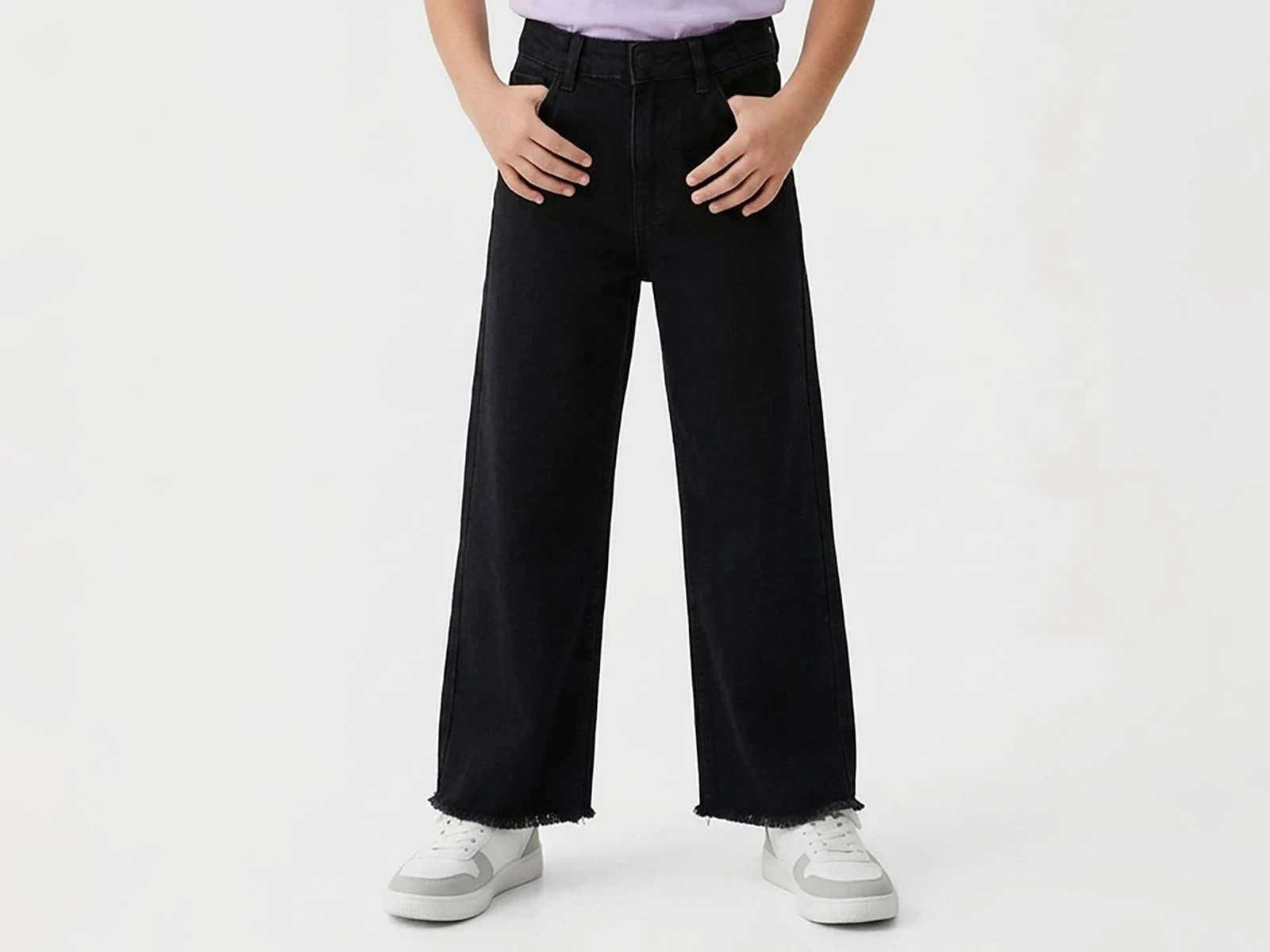 Toptan NAWİ Paçası Püsküllü Kız Kot Pantolon Toptan Bebek Çocuk Giyim - Beniz Kids