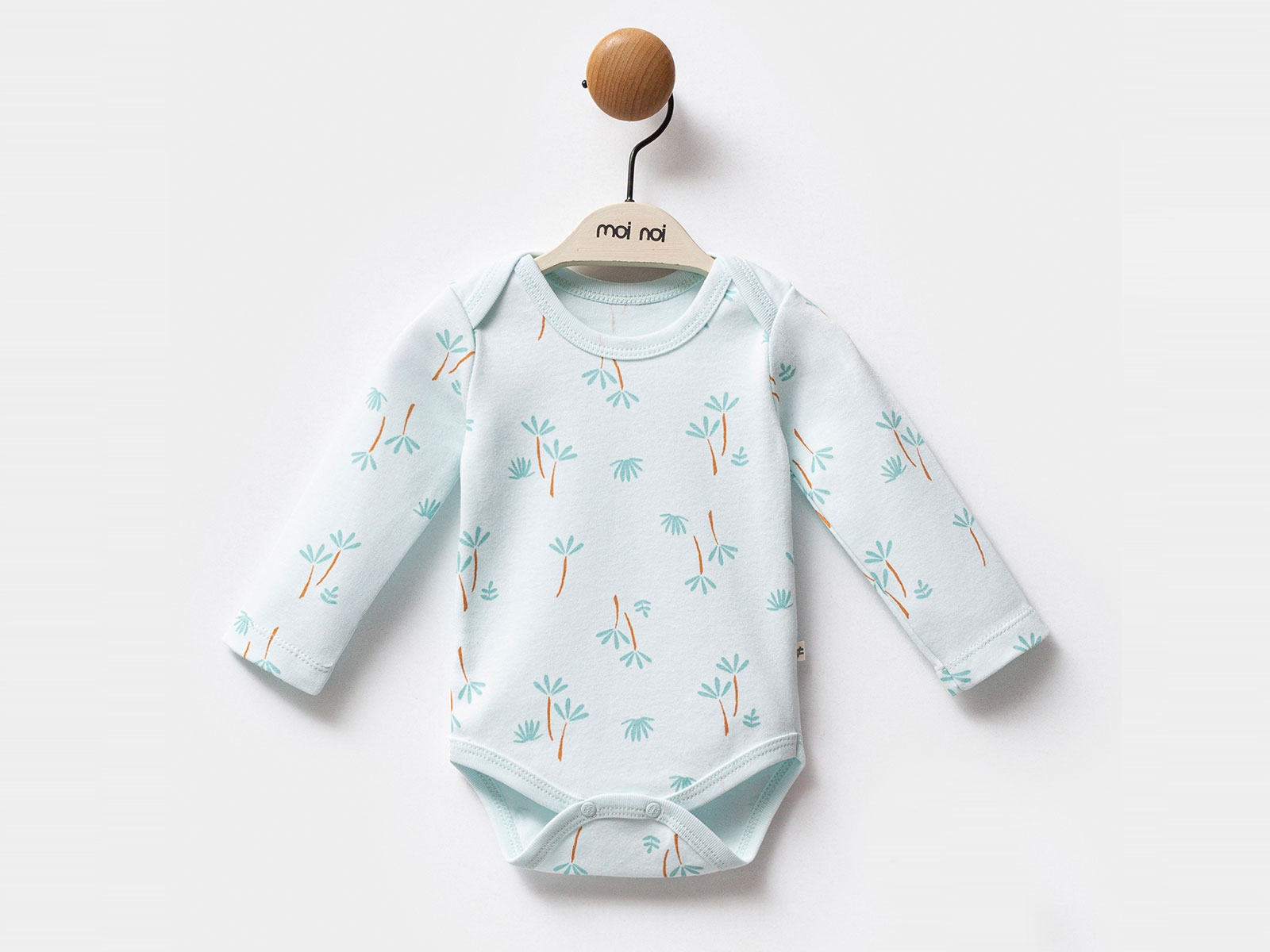 Palmiye Desenli Erkek Bebe Çıtçıtlı Badi