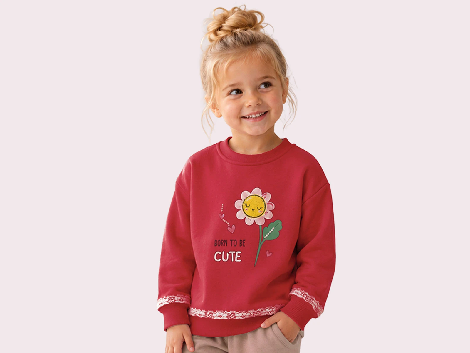 Toptan ROYA KİDS Papatya Baskılı 3 İp Şardonlu Kız Sweat  Toptan Bebek Çocuk Giyim - Beniz Kids