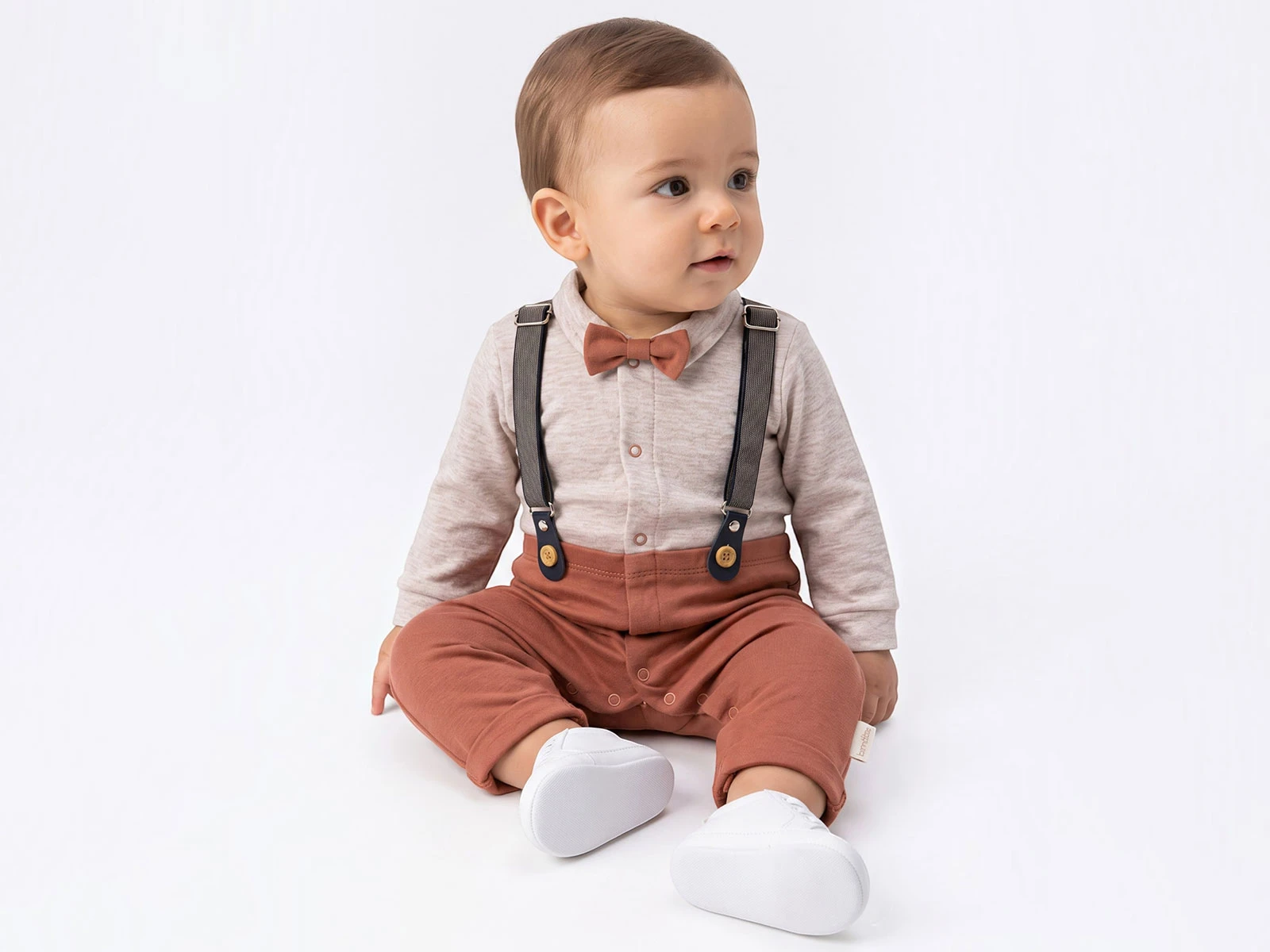 Toptan BAM-BİNO Papyonlu Gömlekli Erkek Bebe Tulum  Toptan Bebek Çocuk Giyim - Beniz Kids