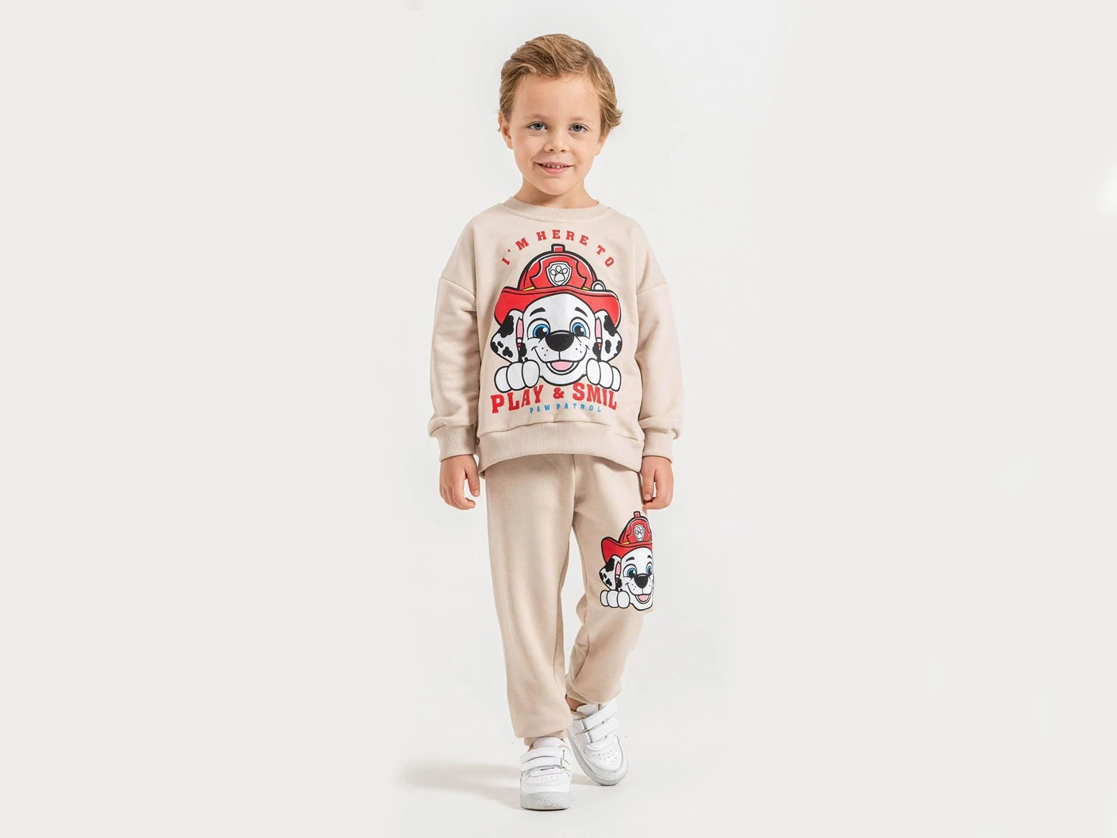 Toptan HARBY Paw Baskılı 3 İp Şardonsuz Erkek Takım Toptan Bebek Çocuk Giyim - Beniz Kids