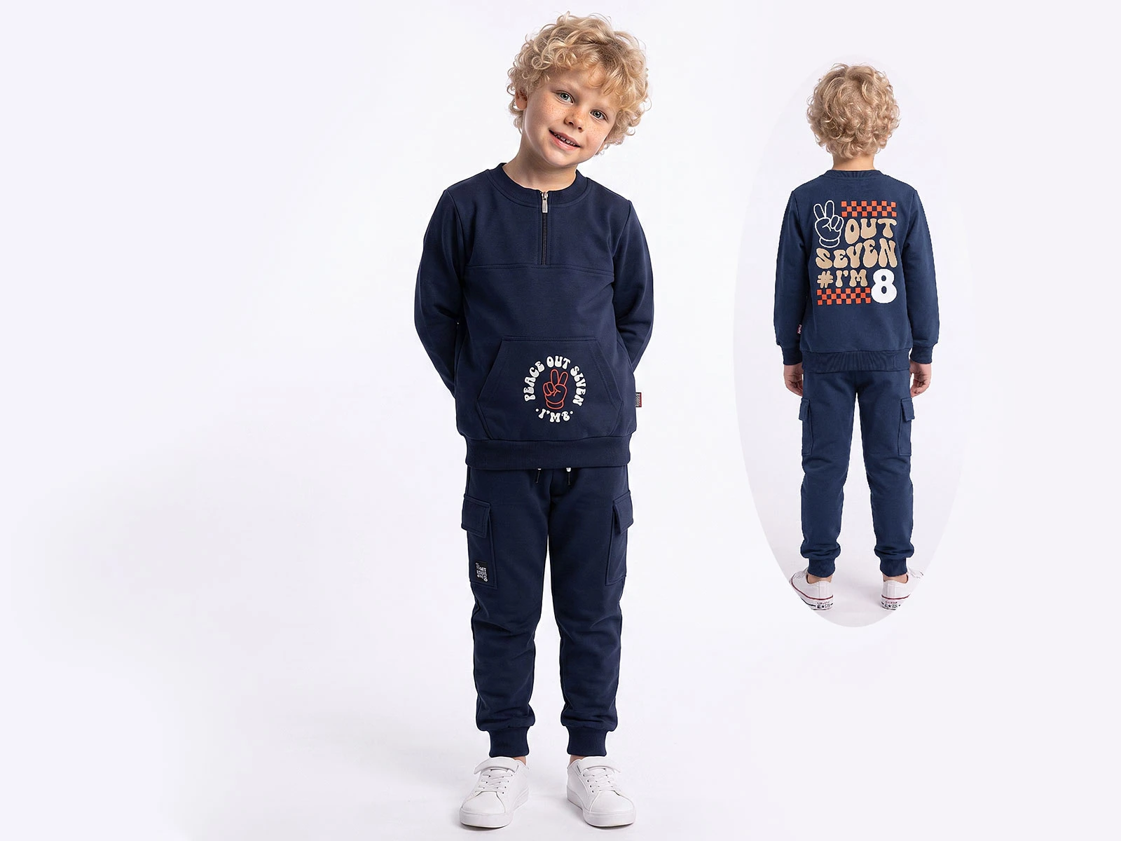 Toptan YAVRUCAK LİFE 2 Peace Out Baskılı Kanguru Cepli Erkek Takım  Toptan Bebek Çocuk Giyim - Beniz Kids